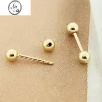 JiMi14K金耳钉女韩国金豆豆耳饰睡觉不用摘迷你双头拧螺丝耳骨钉耳丁