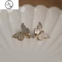 JiMi《蝴蝶赴约会》森系母贝耳环小众设计感高级小巧法式复古耳饰耳钉