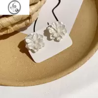JiMi简约山茶花银银耳钉气质耳环小众设计轻奢高级感精致百搭银针耳饰