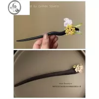 JiMi高级感盘发黑檀木发簪古风简约夏簪子现代木质盘发日常头饰百搭