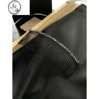 JiMi插梳刘海梳大号 铁合金带齿盘发插 水钻插梳简约发饰