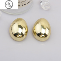 JiMi欧美小众设计感个性夸张金属光面圆形耳环简约气质网红银针耳钉女