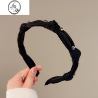 JiMi韩国新款材质手工编织发箍高级感绸缎水钻头箍简约气质发卡女