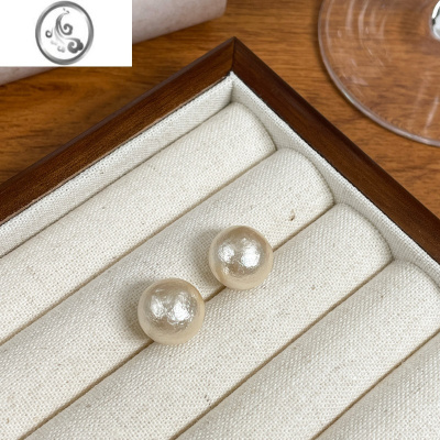 JiMi欧阳娜娜同款棉花珍珠耳钉简约耳饰高级感复古耳环 防过敏养耳洞