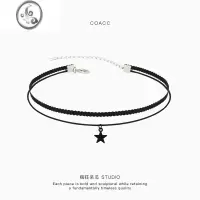 JiMi疯狂呆瓜|简约黑色星星短颈链choker项圈百搭锁骨链学生chocker