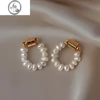 JiMi巴洛克珍珠耳环女轻奢小众设计感无耳洞磁吸耳夹耳钉银银耳饰
