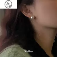 JiMi强光正圆珍珠耳钉女银银小众设计高级感耳夹fever同款耳环