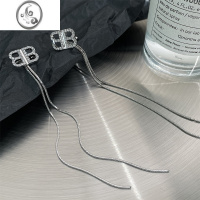 JiMi高级感字母流苏耳骨夹无耳洞女韩国简约气质网红耳坠2023年新款潮