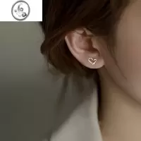 JiMiS999银银爱心耳钉女2023年新款潮小众高级设计感耳环养耳耳饰夏天