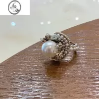 JiMi个性复古珍珠花朵戒指气质网红夸张食指戒日韩简约优雅指环配饰女