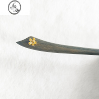 JiMi原创国风铜镀真金花绿檀香木簪子日常简约精致盘发发簪复古木钗子