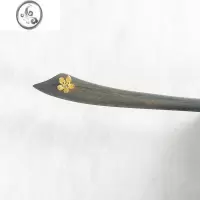 JiMi原创国风铜镀真金花绿檀香木簪子日常简约精致盘发发簪复古木钗子