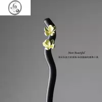JiMi现代简约新中式黑檀木发簪女高级感花朵气质盘发簪子发钗木簪