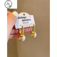 JiMi设计师款简约方形几何耳扣大颗圆形珍珠气质耳复古环耳坠时尚饰品