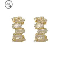 JiMi「星光」法式高级感简约耳夹女无耳洞蚊香盘不规则锆石c形耳环
