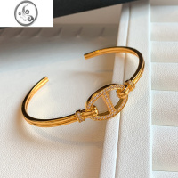 JiMi欧美猪鼻子金色开口手镯女生ins小众设计感高级轻奢气质精致手链