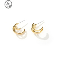 JiMi高级感多层圆圈耳环女金色网红耳钉个性简约ins2023新款气质耳饰