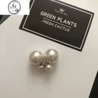 JiMi双面珍珠耳钉女前后大小耳环气质简约韩国网红个性百搭925防过敏