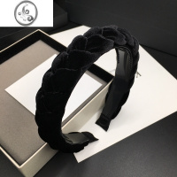 JiMi麻花编织发箍黑色韩国头箍丝绒发卡高颅顶发窟带齿防滑简约气质女