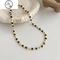 JiMisavi同款时髦小众设计虎眼石手工串珠项链锁骨链ins个性新款