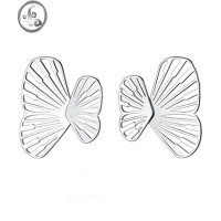 JiMiMWMW9 通体s925银银新款小众设计蝴蝶耳钉多戴法高级感耳环耳饰女