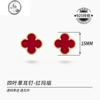 JiMi绿松石银银耳钉女孔雀石耳环红玛瑙玫瑰金小众设计高级感ins风