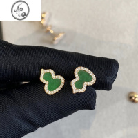 JiMi葫芦耳钉女银银镀玫瑰金耳环女镶钻红玛瑙中国风气质轻奢耳饰