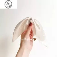 JiMi兔耳朵抓夹银色发夹后脑勺大号气质简约发饰女法式复古蝴蝶结顶夹