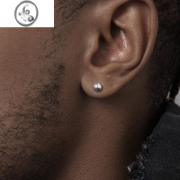 JiMi S925 银银豆豆圆球素耳钉简约耳棒耳环个性养耳洞耳骨钉潮饰