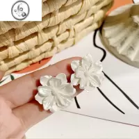 JiMi「梵制」山茶花银银耳钉女款超仙气质耳环2023新款高级感精致耳饰
