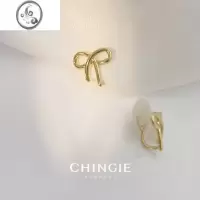 JiMichingie蝴蝶结耳夹女蚊香盘复古港味无耳洞耳饰简约可爱学生甜酷