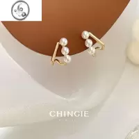 JiMi蚊香盘耳夹法式高级感女无耳洞珍珠耳饰气质通勤无痛简约