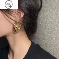 JiMi金色圈圈耳环女欧美风轻奢高级感2023年新款潮小众设计夸张大耳圈