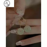 JiMi苏陌平安喜乐和田玉耳环女玉石耳环气质古风耳饰原创设计送闺蜜