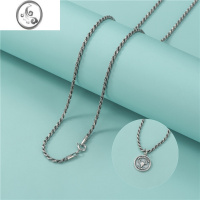 JiMiS925银银泰银复古麻花链锁骨链项链单链简约毛衣链情侣链子饰品