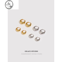 JiMiG/S经典款 简约百搭椭圆水滴耳圈欧美时髦休闲素圈耳扣金属耳饰女