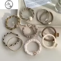 JiMi奶咖色头绳女简约气质橡皮筋扎头发绳高弹力耐用高级感发圈皮套粗