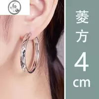 JiMi2023新款银银耳环女耳圈气质高端高级感大气大圆圈粗圈圈耳饰