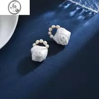 JiMi七夕礼物黑色干枯玫瑰耳环小众设计法式复古巴洛克珍珠耳饰女