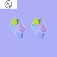 JiMi流光亚克力简约方形设计师款炫彩耳环耳饰耳坠
