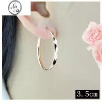 JiMi银银耳环女 时尚925银镀彩金玫瑰金耳圈彩银耳环大耳圈送女友礼物