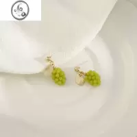 JiMi绿色葡萄耳环小众设计感脸大适合的耳饰韩国网红水果耳坠女夏
