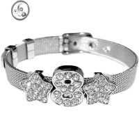 JiMi爱心水钻表带风设计手链银色未来感清冷气质小众镶钻星星手链钛钢