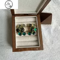 JiMi复古绿色琉璃耳环高级感轻奢风耳饰气质925银针个性ins小众设计感
