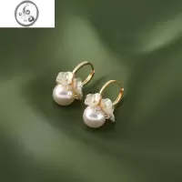 JiMi森系超仙甜色贝母花朵耳环女小众设计感高级珍珠耳扣耳饰夏季