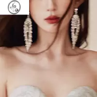 JiMi财阀千金闪钻耳环女dollytang设计感爆闪水钻耳饰高级感礼服配饰