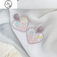 JiMi甜美亚克力耳钉花朵小众银针耳环女夏2021年新款潮耳夹无耳洞耳饰