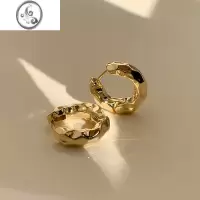 JiMi欧美小众设计金属肌理质感小耳圈简约时髦百搭ins冷淡高级感耳环