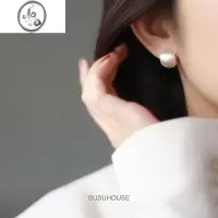 JiMi高级感拉丝圆球耳夹蚊香盘无耳洞女银色耳环清冷风无痛耳饰设计感