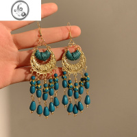 JiMi复古民族风流苏耳坠女夏长款波西米亚显脸小耳饰耳环旅游拍照网红